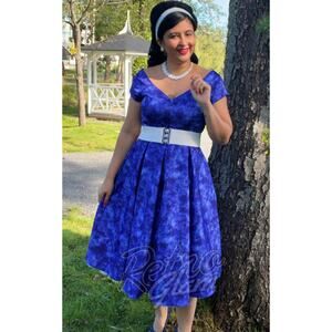 Dolly & Dotty Blue Print Short Sleeve Dress Size 12